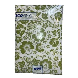 Kane‎ Home Ecovinyl Flannel Back Tablecloth 52x70 Green Floral New kic